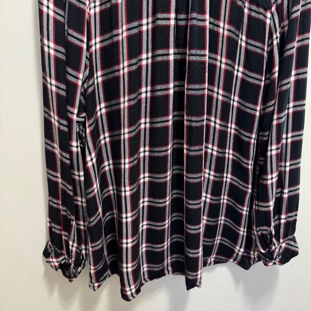 Addition Elle Love & Legend Black Plaid Button Down Shirt Size 20 - Picture 6 of 8